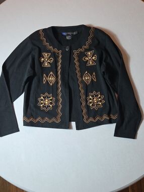 IB Diffusion 100% Cotton Embroidered Beaded Cardigan Size S